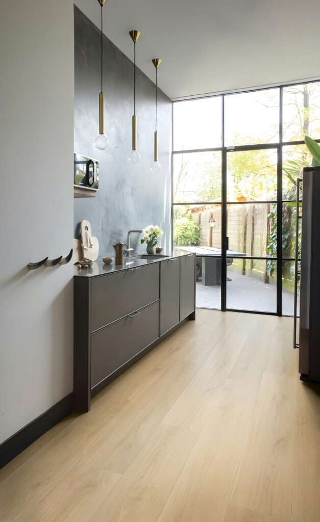 built in bar nook window wall to patio