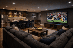 converted basement game room in gallatin