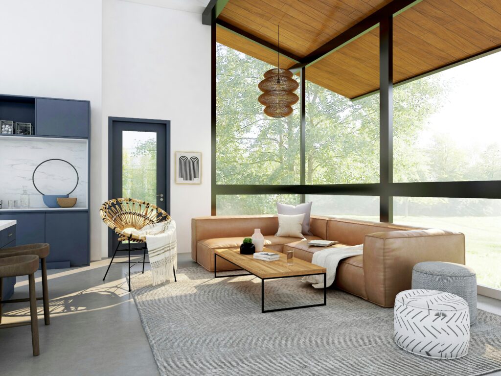 living room window wall overhang modern